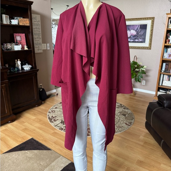 SHEIN red long sleeve cardigan w/pockets-size S - Picture 5 of 9